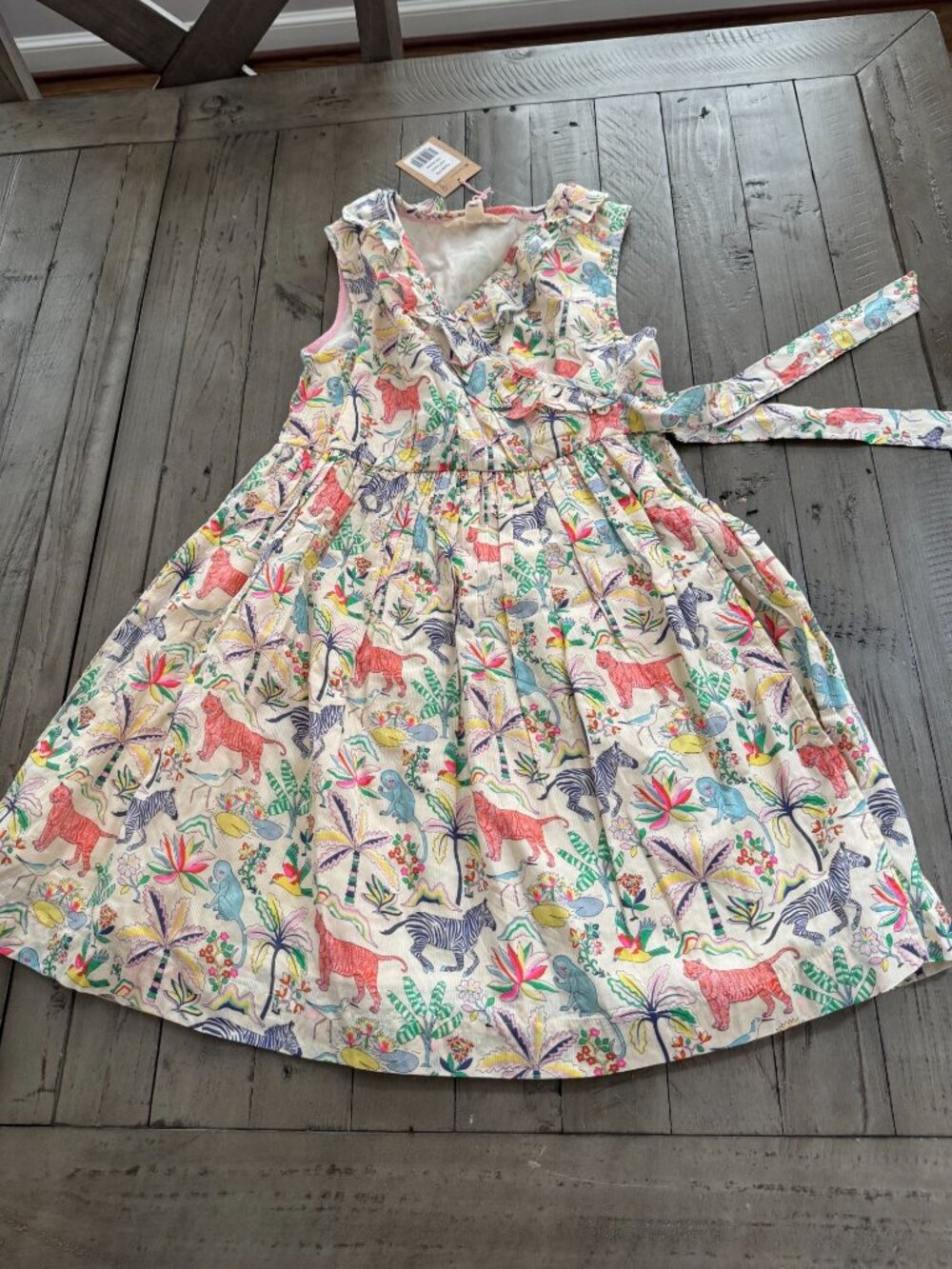 NWT Mini Boden Tropical Garden Wrap Dress Floral Size 8-9 Years